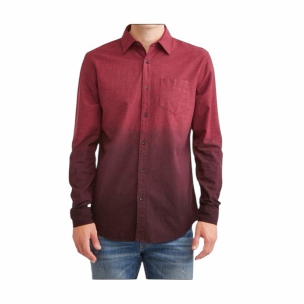 George Men's Dip  Woven  Casual Button Down Shirt Size L